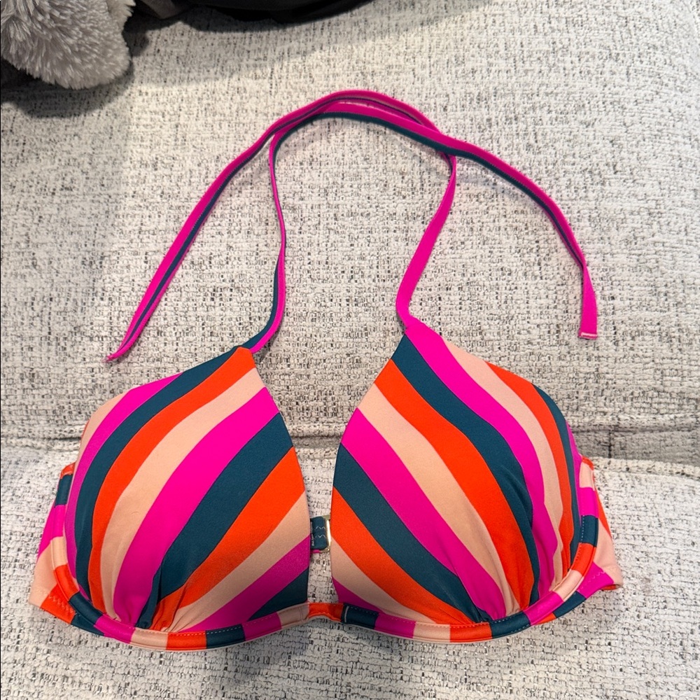Shade & Shore Multicolor Striped Bikini Top